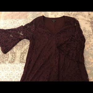 NWOT Cranberry Lace Lane Bryant Midi Dress